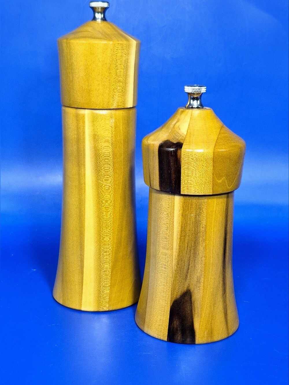 Artisan Hand-Turned Poplar Wood Salt and Pepper Grinder Set